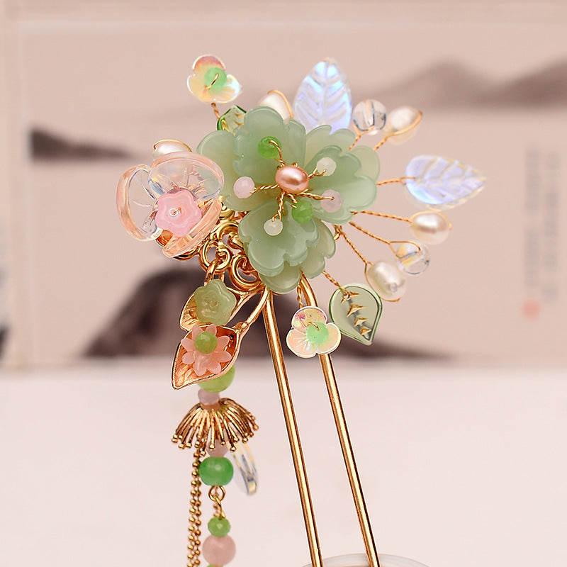 Elegant Floral Hair Scrunchie Set | Women's Fabric Hair Ties