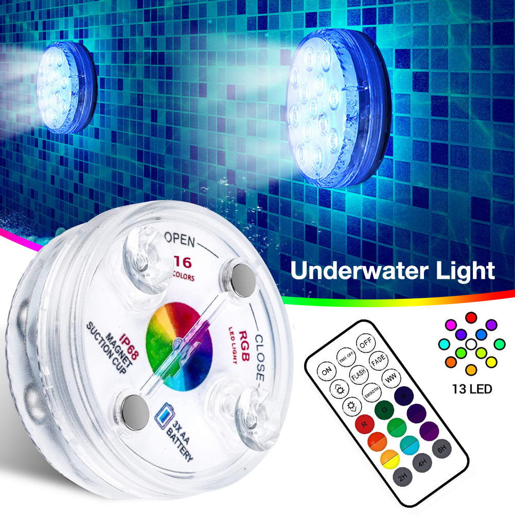 13 LED Submersible Pool Light | IP68 Waterproof Underwater Lamp with RF Remote