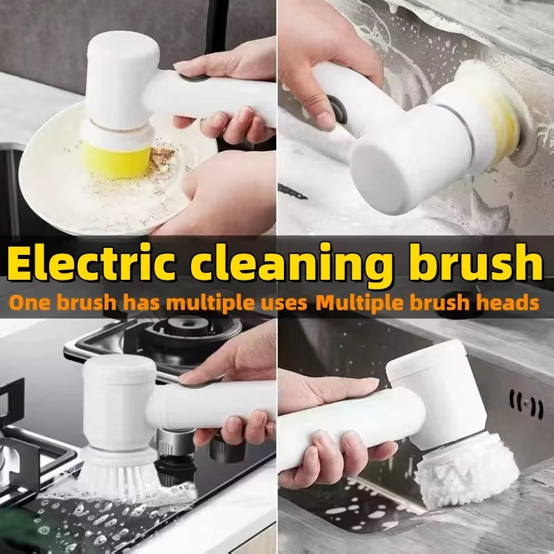 5-in-1 Electric Cleaning Brush Set | Cordless Power Scrubber for Bathtub, Kitchen & Home