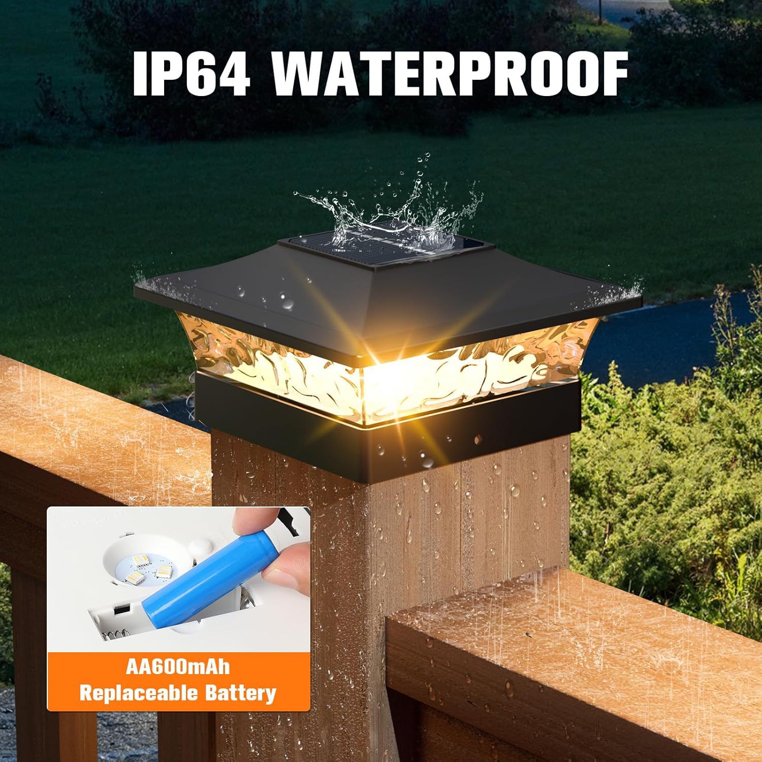 Solar Railing LED Night Light | Dual-Color Outdoor Villa Courtyard Lighting