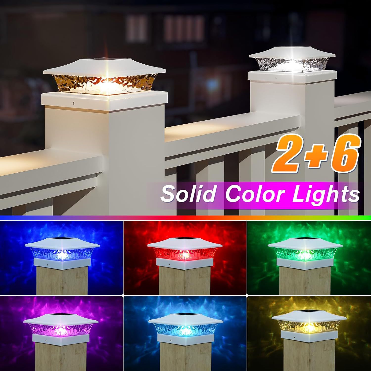 Solar Railing LED Night Light | Dual-Color Outdoor Villa Courtyard Lighting