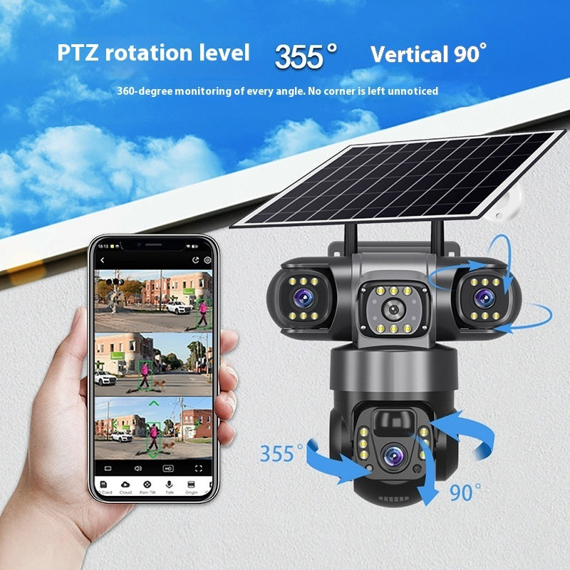 Solar-Powered Trinocular Wireless Security Camera | Outdoor HD Monitoring