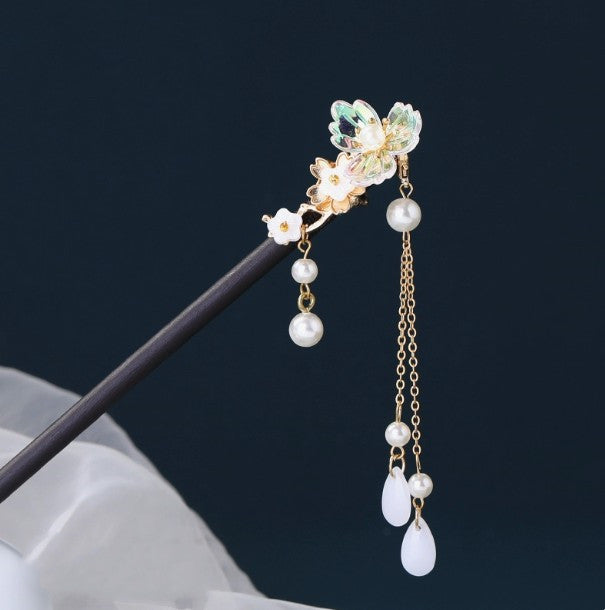 Chinese Ancient Style Hairpin | Alloy Electroplated Floral Barrette