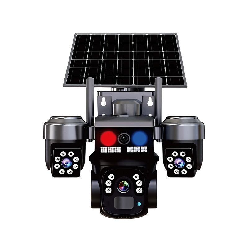 Three-Lens Solar Security Camera | Wide-Angle Outdoor Surveillance