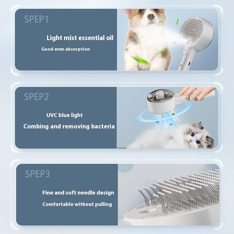 Pet Self-Cleaning Steam Brush with UV Sterilization for Dogs & Cats
