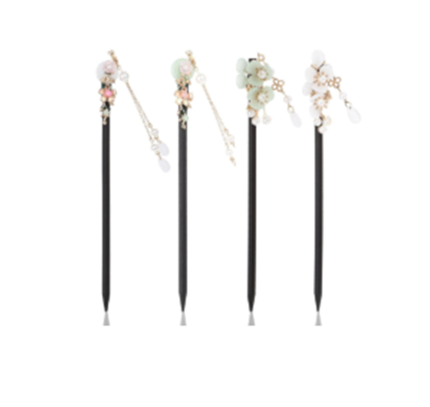 Chinese Ancient Style Hairpin | Alloy Electroplated Floral Barrette