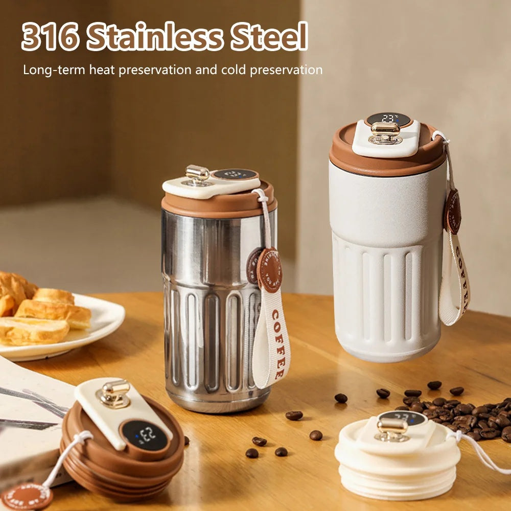 Smart Digital Thermal Bottle | Temperature Display Insulated Coffee Mug 450ml