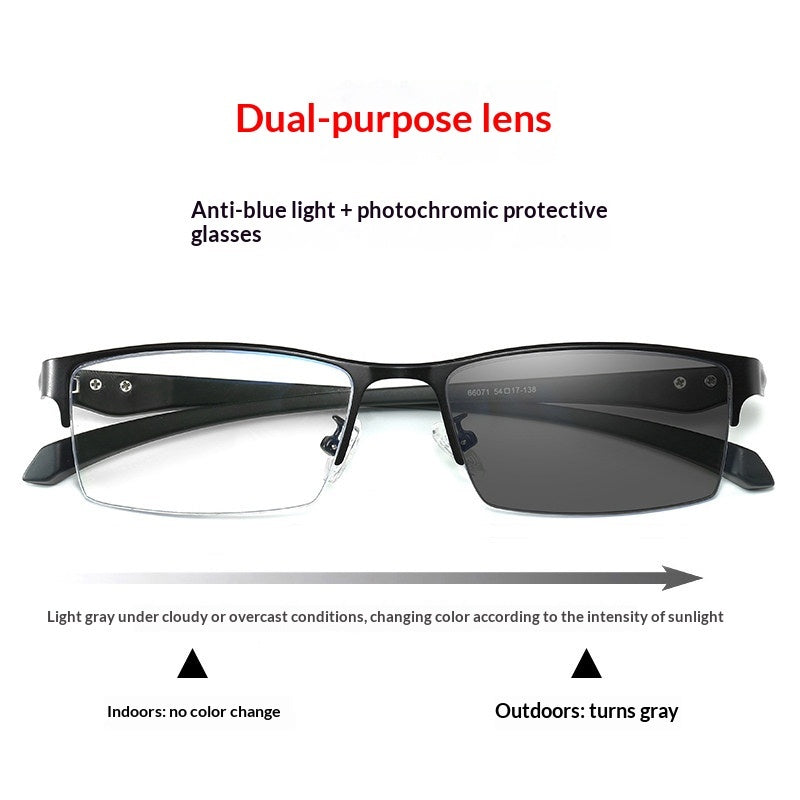 Men's Color-Changing Blue Light Blocking Glasses | Metal & TR Frame