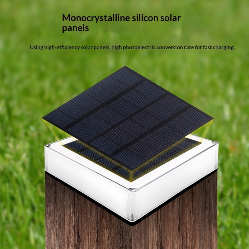 Solar Square Pillar Light | Outdoor Courtyard & Garden Post Lamp