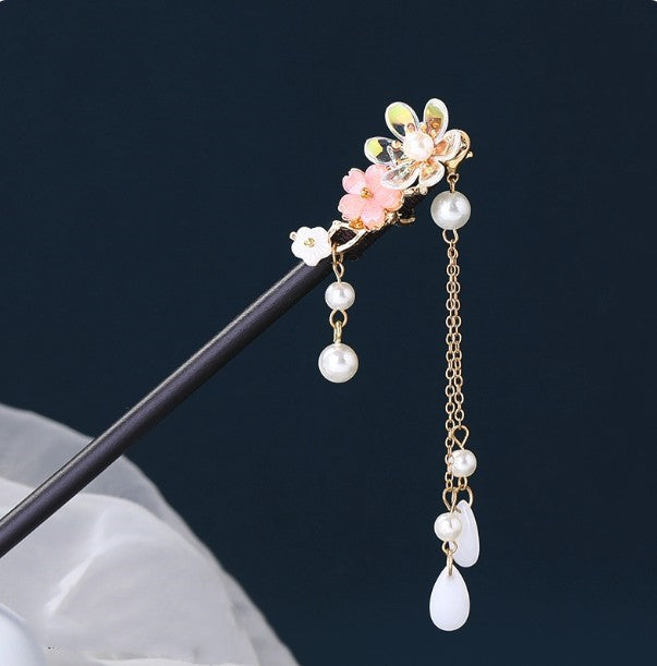 Chinese Ancient Style Hairpin | Alloy Electroplated Floral Barrette