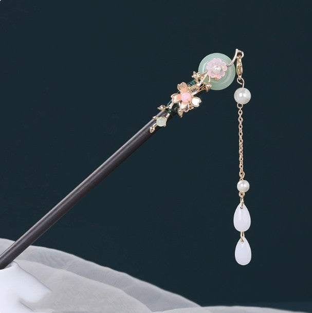 Chinese Ancient Style Hairpin | Alloy Electroplated Floral Barrette