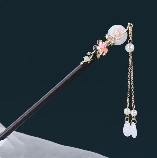 Chinese Ancient Style Hairpin | Alloy Electroplated Floral Barrette